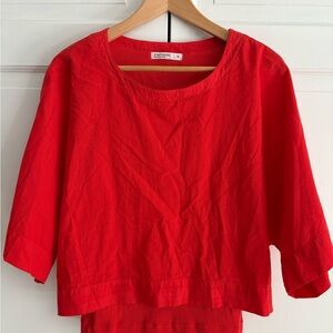 Stateside Vibrant Red Mixed Media Twofer Tee